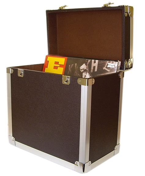 metal lp storage box|record storage boxes with lids.